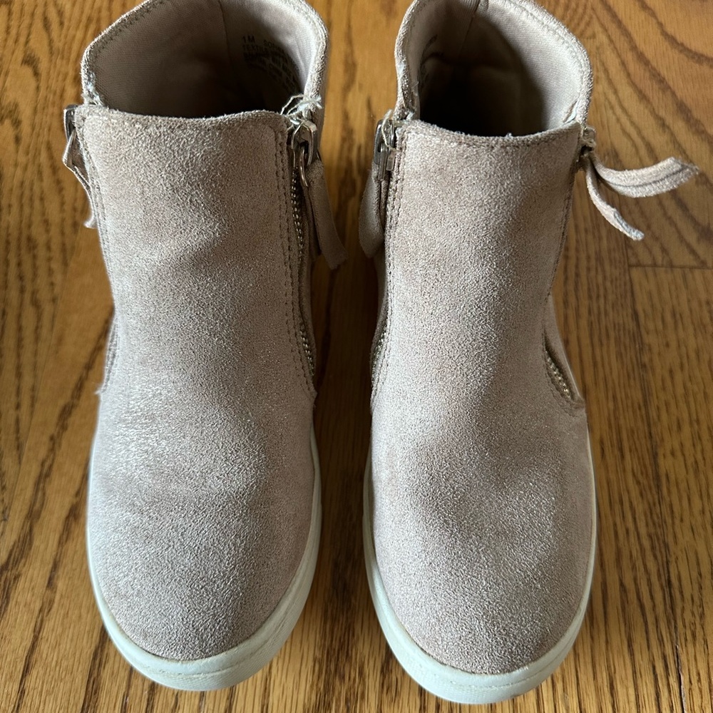 Kelly & Katie Kids Tan Suede Sneaker Booties Girls Size 1